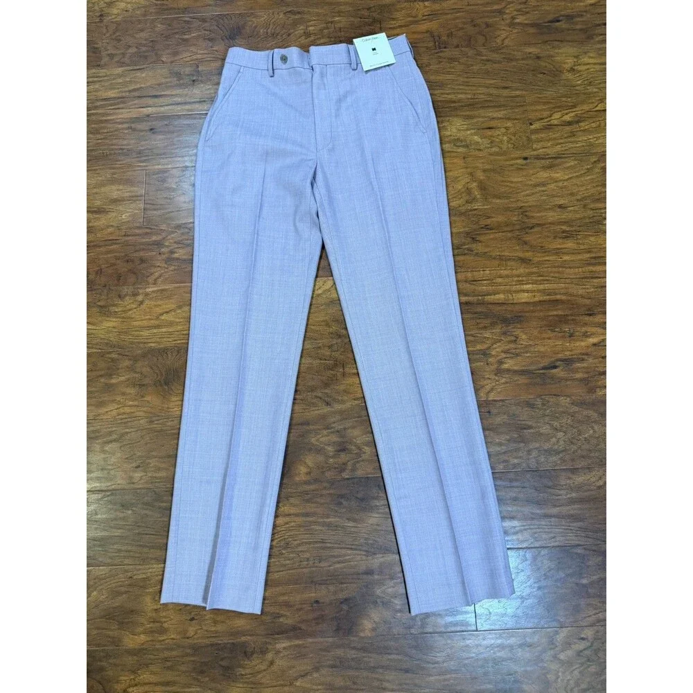 NEW CALVIN KLEIN Mens 30x32 Slim Fit Lavender Dress Pants/Slacks